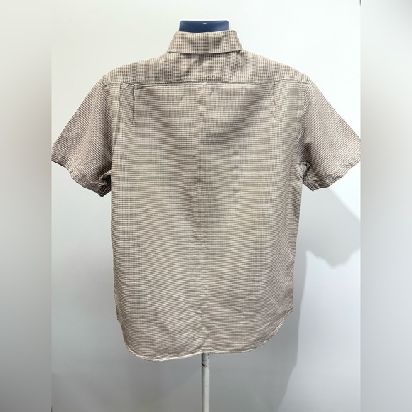 HART SCHAFFNER MARX Men’s tan and white check short sleeve shirt size L. - Picture 4 of 12
